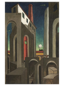 Giorgio de Chirico, Apparizione della ciminiera, 1934-44, olio su tela, cm 81,3 x 54,3 copia