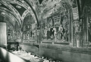europa, italia, toscana, siena, affreschi dell'ospedale di santa maria della scala, 1965