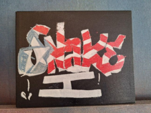 SNAKE 1_Puerto Rican Snake_2025_Areosol on canvas_cm25,5x20,